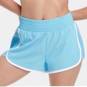 NWT All In Motion Women's Mid Rise Piped Dolphin Woven Shorts Blue Multiple Size